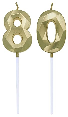 Bougie Numéro 0 et 8, 8e Bougies d'anniversaire 80 ans Bougies Anniversaire Fontaine Bougies Chiffres Bougies de Gâteau Décorations de Fête pour Anniversaire de Mariage Célébration Fournitures, Or