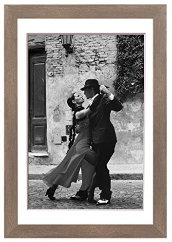 Stallmann Design Bilderrahmen mit Passepartout 70x100 cm (Bild 50x70) | Farbe: Stahl | 30 mm starke Rahmenleiste