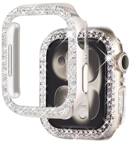 NewWays Schutzhülle für Apple Watch Serie SE/6/5/4, 44 mm, Starlight + Transparent, 2 Stück