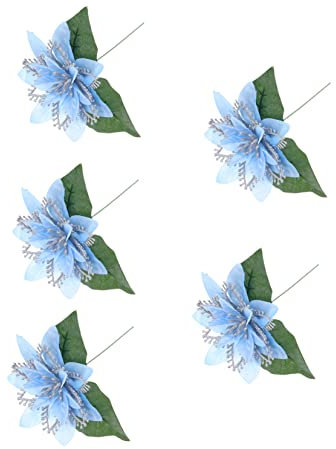 Operitacx 5 Stück Scallion Tuch Weihnachtsblumen Künstliche Para Rot Glitzer Ornamente Krippe Zubehör Weihnachtsbaum Ornamente Weihnachtsstern Blumen Rot Weihnachtsstern Blumen