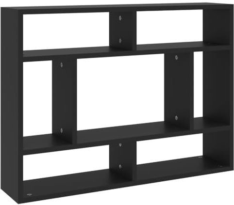 vidaXL Wandregal Bücherregal Hängeregal Schweberegal Regal Wandboard Dekoregal Wandablage Wandschrank Büroregal Schwarz 75x16x55cm Holzwerkstoff