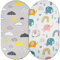 Aolso Baby Matratzenschoner Spannbettlaken, 2er Pack Stubenwagen Bezug 84 * 41cm,Kinderwagen Matratzenbezug, Spannbettlaken für Kinderbetten aus Polyester gewebt(Weiß/Grau)