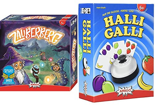 AMIGO 02050 – Zauberberg, Kinderspiel des Jahres 2022 & Spiel + Freizeit 1700 Halli Galli. Auf die Glocke fertiglos