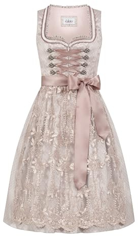 Nübler Damen Dirndl Tessa I Größen 30-48 I Mini-Dirndl mit Rocklänge 55 cm & passender Schürze I Kurzes Trachtenkleid mit modernem Schnitt & dezenten Details I Ideal für Trachten & Festlichkeiten