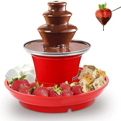 3-Tier Chocolate Fountain, 65W Mini Chocolate Fountain Machine With Tray, Hold 200g Chocolate Sauce and Removal Serving Tray, 3.5L Capacity Beverage and Automatic Constant Temperature, For Party