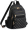 QYWT Nieten Rucksack für Damen,Rhombus kleiner Rucksack,Nieten Nylon Geldbörse,Gothic Tagesrucksack, Damen Schulranzen, Mehrzweck Handtasche,Schwarz