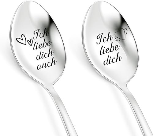 Ich Liebe Dich Geschenke für Männer Frauen, PBIEHSR Löffel mit Gravur Weihnachtsgeschenke für Paare, Liebeslöffel für Hochzeitstag Sie und Ihn (Ich Liebe Dich)