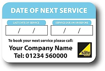 60 x Custom Appliance Service Reminder Stickers Labels for Plumber Boiler Gas Engineer