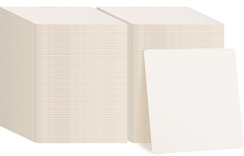 TaoBary 200 Pcs Disposable Paper Bar Coasters Bulk, 4 Inch Cardboard Coasters Square Blank for Drinks DIY Crafts Wedding (White)