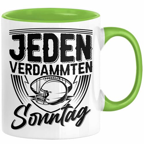American Football Tasse Geschenk Jeden verdammten Sonntag American Football-Spieler Geschenkidee Kaffee-Becher (Grün)