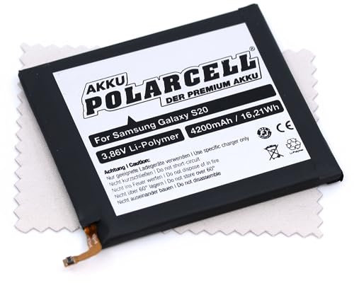 Batterie de rechange pour Samsung Galaxy S20, Galaxy S20 5G (remplace la batterie d'origine EB-BG980ABY) 4200 mAh Polarcell avec chiffon de nettoyage Mungoo
