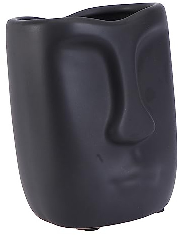 PRETYZOOM Creative Black Ceramic Human Face Flower Pot Multi-purpose Planter for Home Gardening and Stylish Home Decor with Elegant Artistic Design