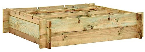 Toshilian Carré Potager de Jardin, Potager Surélevé Lit de Jardin Surélevé Jardinière Surélevé Lit surélevé 90 x 90 x 20 cm Bois imprégné