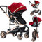 Reenborn Kinderwagen 3 in 1, Buggy mit Zwei Umkehrbaren Schiebemodi, Kinderwagen mit Rahmen Aluminiumlegierung, Kinderwagen 3 in 1 Komplettset mit Ein-Klick-Faltdesign Hohe Landschaft (739 Red)
