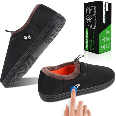 Foot Warmer, Electric Foot Warmer with 5000mAh Battery, Winter Heated Slippers Women Men, Heated Foot Warmer with Smart Dual Independent Switch, 3 Temperature Heated Shoes for Feet Warmers(S)