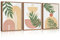 CHDITB 3PCS Green Sage Boho Poster Set,Botanical Framed Wooden Wall Decor,3D Boho Abstract Geometric Line Wall Art,Mid Century Nature Plants Decoration for Living Room Bedroom Office (30x40cm)