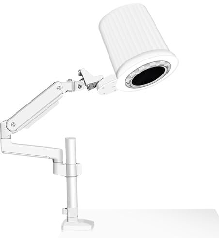 Nail Dust Collector with 5 Dimmable LED and 10 Wind Speed - Professional Nail Dust Extractor Fan for Pedicure & Manicure with Reusable Filters and Universal Table Mount