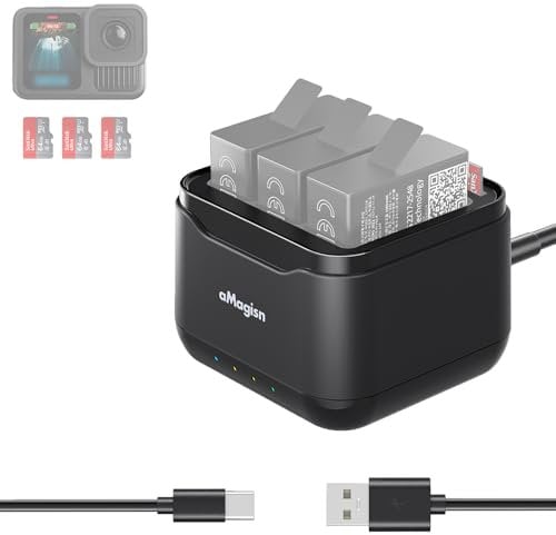 LHPHEIX HERO13 Black Battery Charger, For gopro13 Charger Hub,Portable Quick Batteries Charging Hub with 3PCS SD Card Slot FOR GoPro Hero 13 Black Enduro Battery Accessoires