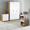 HOMELIFE Carleton 4 Piece Gloss Bedroom Furniture Set | 3 Door Wardrobe Chest of Drawers Bedside Tables | Oak Set