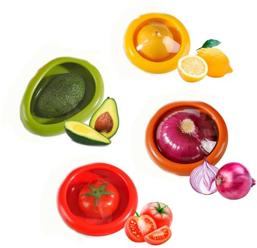 Envase de Silicona Reutilizable para Frutas y Verduras,4 Piezas Recipientes Herméticos para Alimentos para Refrigerador Conservación de Alimentos los Recipiente para Almacenar Alimentos