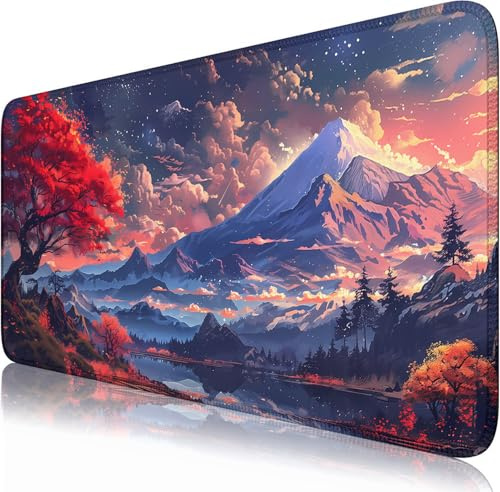 Nasdalgias Japanisches Mauspad Mt Fuji, Schreibtischunterlage, Blumen-Mauspad, XXL, Schreibtischdekoration, Bürodekoration, Zubehör, Gaming-Mauspad, niedliches Computer-Laptop-Tastatur-Mauspad