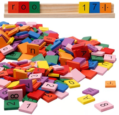 Bofanze 301 Pezzi Lettere di Scarabeo in Legno Lettere di Legno Piccole | 20 * 18 * 5mm,Colore, alfabetizzazione, istruzione, mini