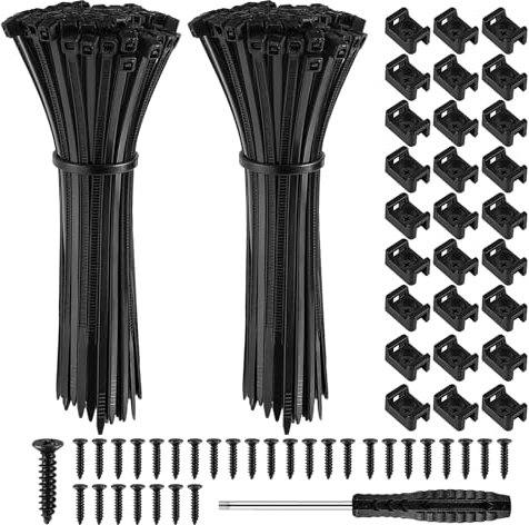 Hengxinchen 200 Pièces Fixations De Serre-Câbles Base De Montage, Collier De Serrage Plastique, Attache Cable Noir, Serre Cable Plastique Base De Serre Câbles Et Vis Pour Fixation Cable Electrique