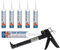 SARATOGA Kit Professionale, Pistola per Silicone MAURER Standard con 5 Cartucce, Kit Bricolage (Acrilico Bianco)