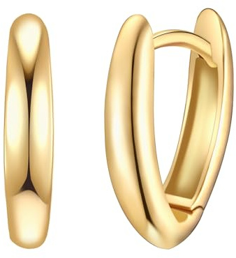 Rafaela Donata Damen Ohrringe 925/- Sterling Silber gelbgold | gelbvergoldet 14 Karat, Creolen