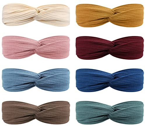 DRESHOW 8 Piezas Diademas Para Mujer Criss Cross Anudado Elástico Banda para el Cabello Stretchy Head Wrap Twisted Accesorios para el Cabello