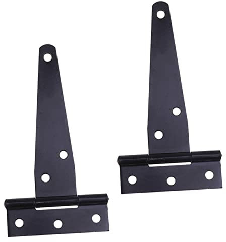 CANIGHT 2pcs Black Paint T-Shaped Hinge Gate Wrought Hardware Gates Tee Hinge Fence Shutter Hardware Shed Outdoor Installation Iron Black