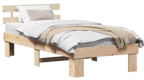 vidaXL Bettgestell mit Kopfteil Braun 80 x 200 cm, Schlafzimmermöbel, Modernes Bettgestell, Rechteckig, Massivholz Kiefer, Stylisches Design für das Master