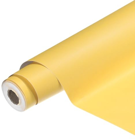 sourcing map PVC Peel and Stick Wallpaper 15.8 x 393.7 Waterproof Self-Adhesive Decorative Contact Paper Removable Cloth Vinyl Wrap Paper for Kitchen Bedroom Cabinet Furniture, Lemon Yellow