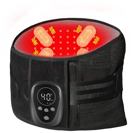 HONGJING Rotlichttherapie Rückenmassagegürtel zur Linderung von Schmerzen im unteren Rückenbereich, Rückenstützgürtel mit Wärme und Massage bei Bandscheibenvorfall, Skoliose, Ischias (XL)