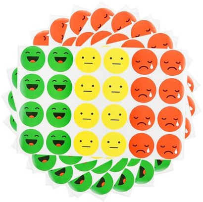 1200 Stück Smiley Aufkleber, 25mm Smiley Emoji Sticker, Stimmungsaufkleber, Belohnungssticker, Lächeln (Gün) Neutral (Gelb) Traurig (Rot) Aufkleber für Moderationskoffer Tagebuch