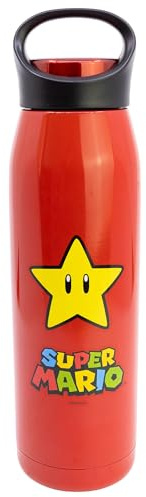Stor Super Mario Bros Edelstahl Trinkflasche 665ml mit Auslaufsicherem Schraubverschluss und Tragegriff für Unterwegs