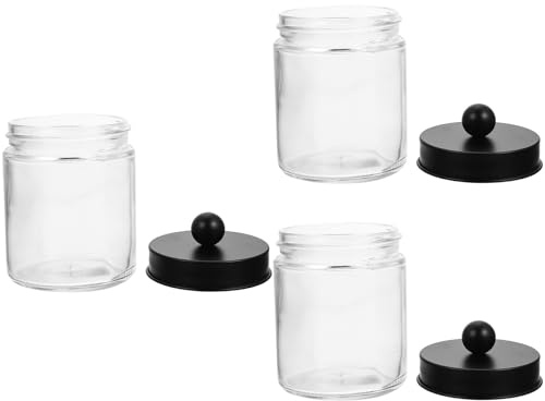 FOMIYES Wattestäbchen und Wattepadspender 3 Stück aus Transparentem Glas mit Edelstahldeckel Organizer für Badezimmer und Apothekerschrank Praktische Aufbewahrung gegen Staub und
