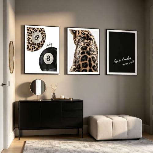 JANAGIN 3er Set Leinwand Bilder, Moderne Bilder Wohnzimmer Poster Set, Leopard Wandbilder für Schlafzimmer, Ohne Rahmen (50x70 cm)