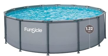 FUNSICLE Piscine Tubulaire Ronde Oasis - avec Épurateur - Échelle de Sécurité - Bâche de Protection - Tapis de Sol et Kit d'E