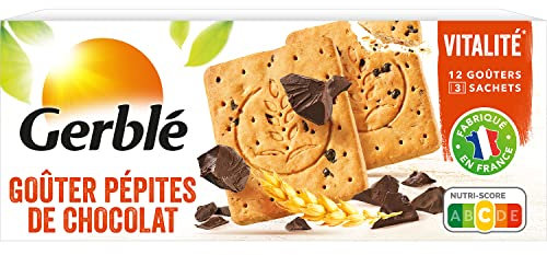 Gerblé Vitalité, Biscuit Goûter Pépites de Chocolat, Sans huile de palme, 3 Sachets Individuels, 12 biscuits, 3070