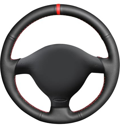 MEWANT Lenkradbezug für Golf 4 für Passat B5 für Polo MK6 für Seat Leon 1M für Fabia 1(6Y) Hand Nähen Schwarz Kunstleder Mikrofaser Leder Auto Lenkradhülle