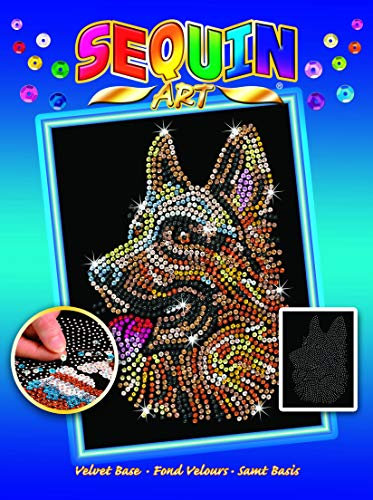 Sequin Art Mammut 8041807 Peinture à Paillettes Berger Allemand, kit de Bricolage avec Cadre en polystyrène, modèle d'image Velours, Paillettes, Broches à emboîter, Instructions (français Non