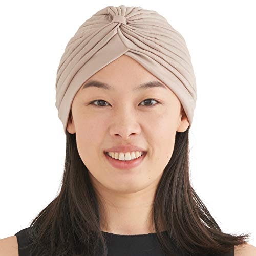 CHARM Twist Falten Kopf Wickeln Turban Mütze Wahrsager Hut Retro Vintage Beige