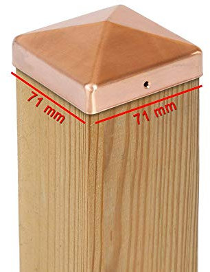7 x PFOSTENKAPPE PYRAMIDE KUPFER 71 x 71 MM