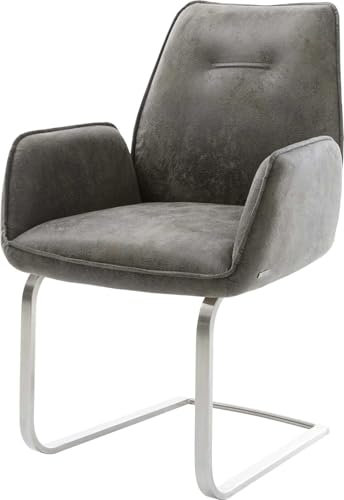 Schwingstuhl Zoa-Flex Freischwinger flach Edelstahl Mikrofaser Grau Antik Taschenfederkern