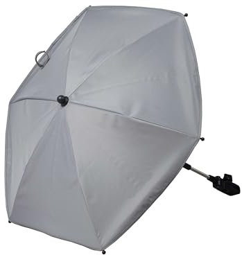 Bambisol Sonnenschirm, Universal-Kinderwagen, UV-Schutz, UPF 50+, doppelte Gelenke, Classico, Grau
