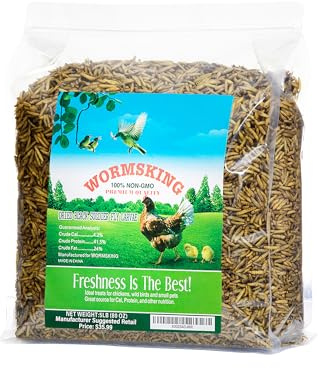 WORMSKING 5LB Dried Black Soldier Fly Larvae, More Calcium Than Dried Mealworms, High Protein Chicken Feed,Duck Food, BSFL, Duck Treats