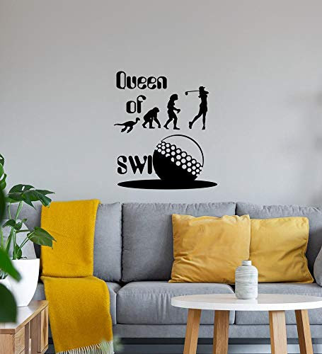 Evolution Frauen Golf Queen of Swing Wandtattoo Schwarz Aufkleber 40 x 46 cm