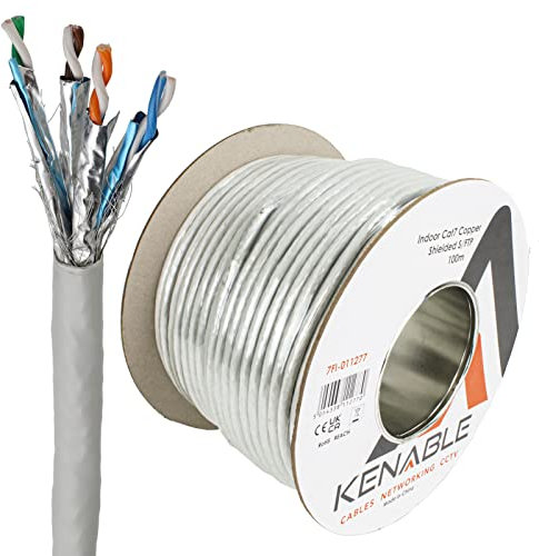 kenable Indoor CAT7 S/FTP Pure 23AWG Solid COPPER Ethernet Shielded Network Cable Reel BOX 100m Grey [100 metres] for 10Gig High Speed Networks