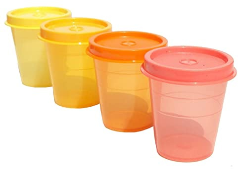 Tupperware Minis Midgets Vorratsdosen-Set, 4 Stück, Gelb, Orange, Mangokoralle